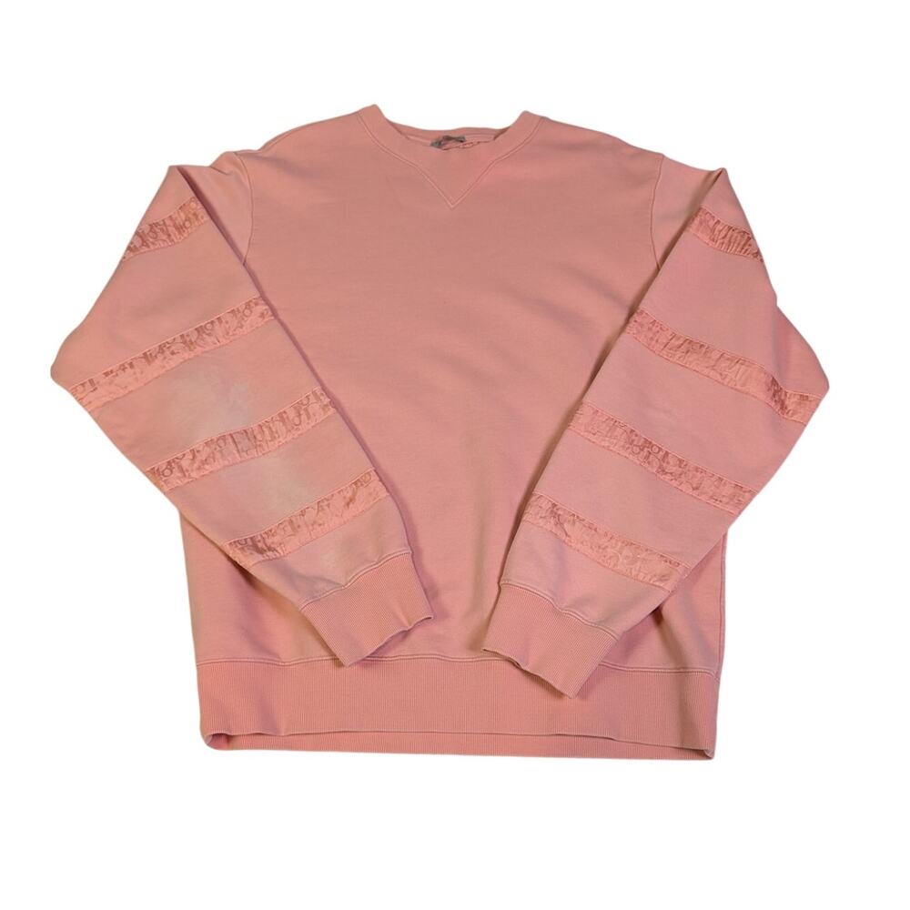 Dior Oblique Sweatshirt Mens XL Coral Pink Logo Sleeve Crewneck Made Italy